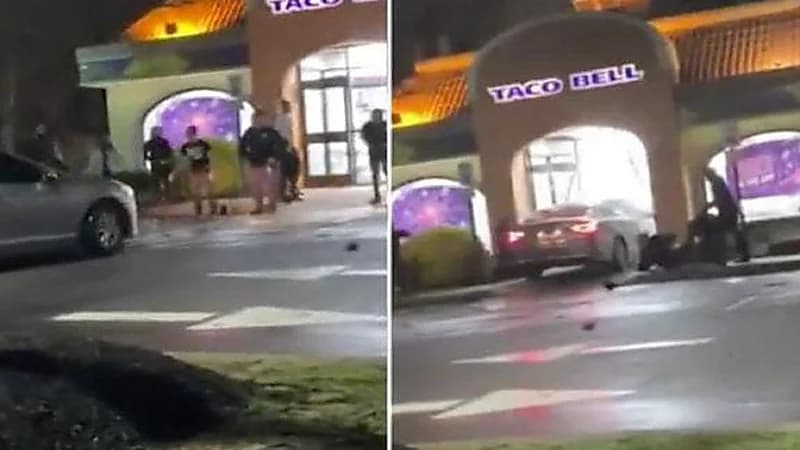 شاهد.. لحظة اقتحام امرأة لواجهة مطعم بسيارتها