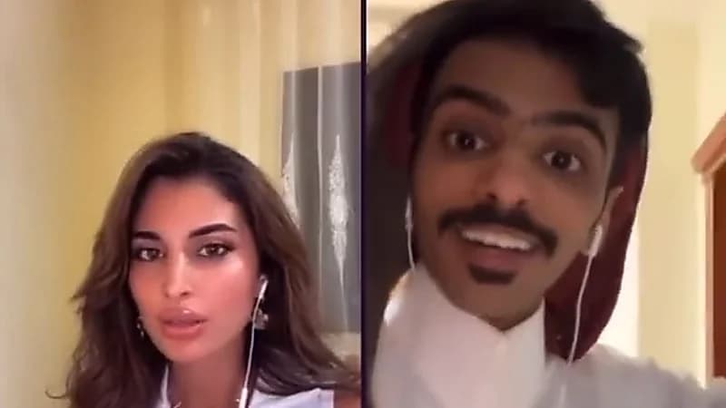 نايف المطيري يتغزل باللبنانية غيداء في بث مباشر : أجيب الدنيا لحد ركبتك .. فيديو