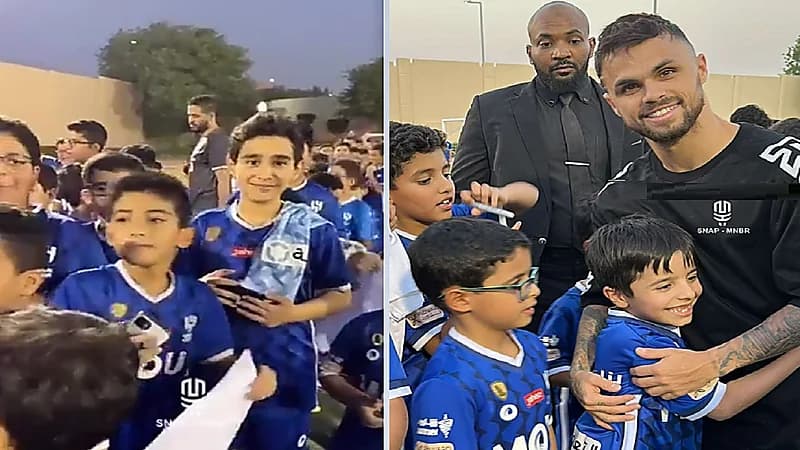 فرحة هستيرية لأطفال شاهدوا محترف الهلال ميشيل أمامهم .. فيديو وصور