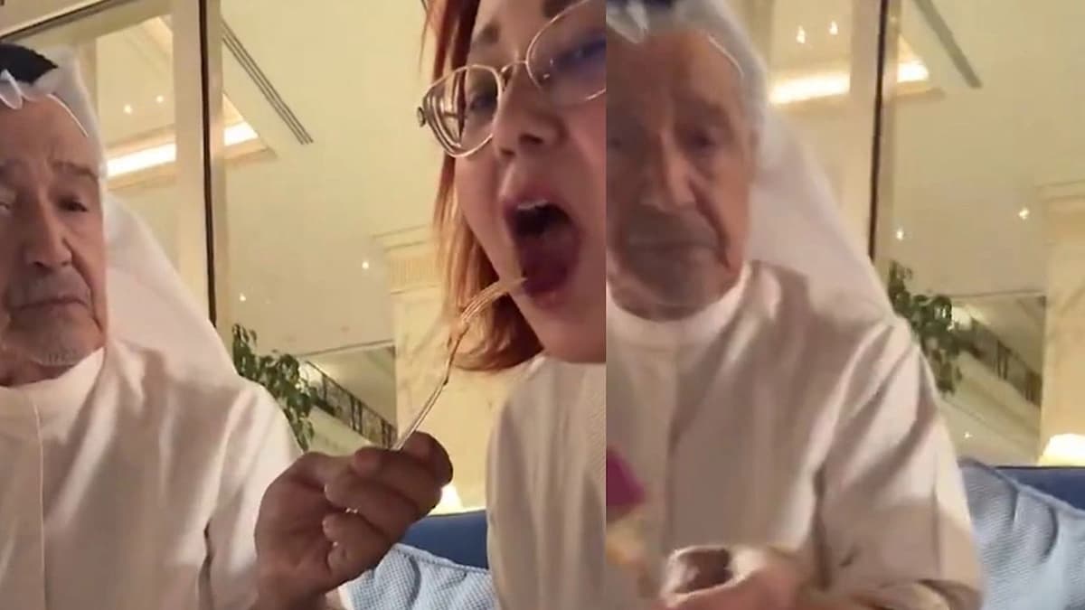 النبهان يخطف الأنظار وهو يطعم زوجته برومانسية وعفوية.. فيديو