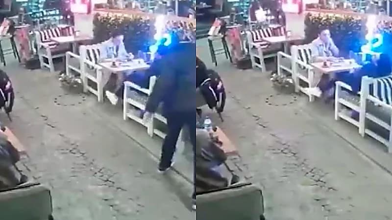 امرأة تقتل رجل بالرصاص خلال جلوسه مع زوجته.. فيديو