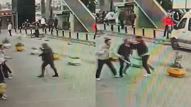 مشاجرة عنيفة بين سائقي حافلتين تنتهي بمقتل أحدهما .. فيديو