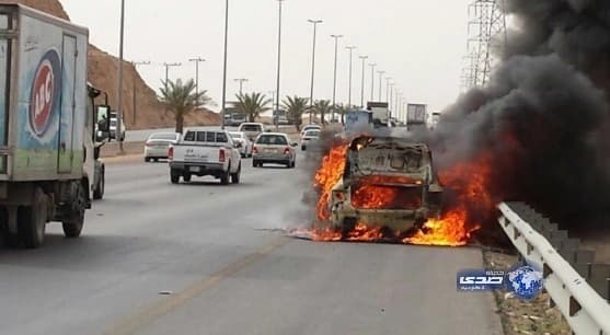 بالفيديو.. نجاة مواطن بعد احتراق سيارة أثناء سيرها بطريق الخرج – الرياض
