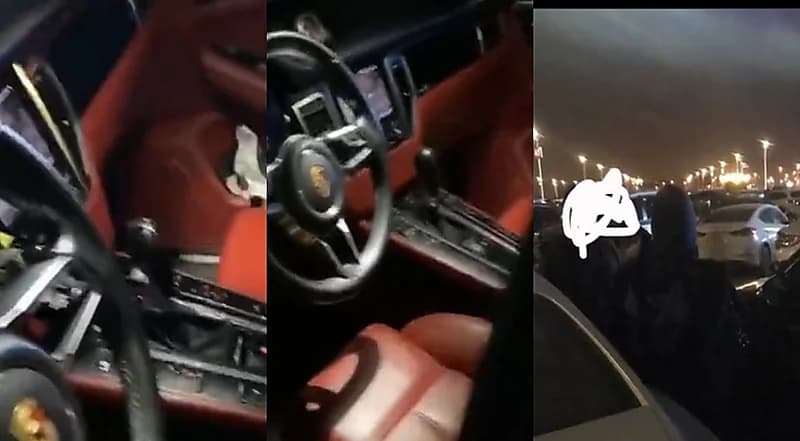 فيديو..مصير سيارة بورش نسيتها صاحبتها بوضع التشغيل