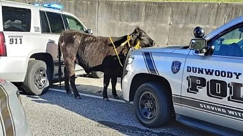 بالفيديو.. أزمة مرورية طاحنة على طريق سريع بسبب بقرة !