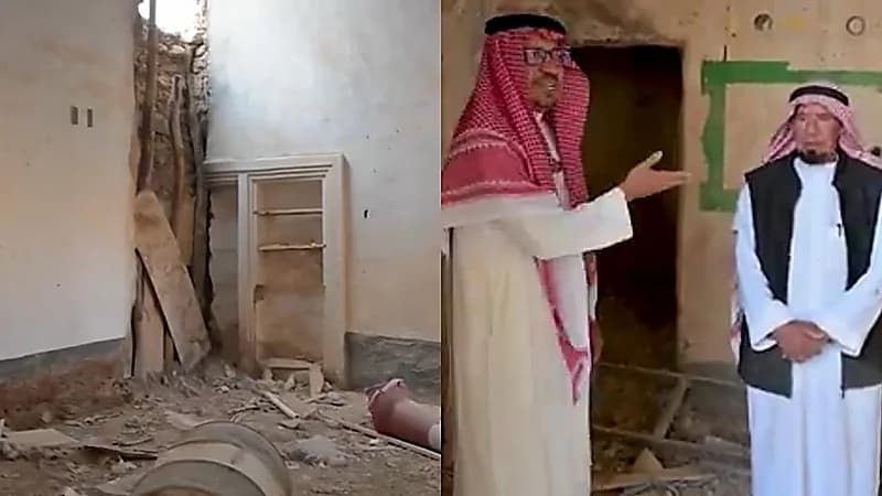 معلم وطالبه يعودان إلى فصلهما الطيني في الأفلاج ويستذكران فرحة الأمطار .. فيديو