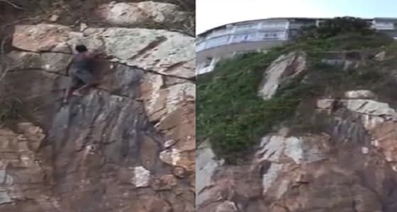 بالفيديو.. نهاية مأساوية لشاب حاول استعراض مهارته في تسلق الصخور