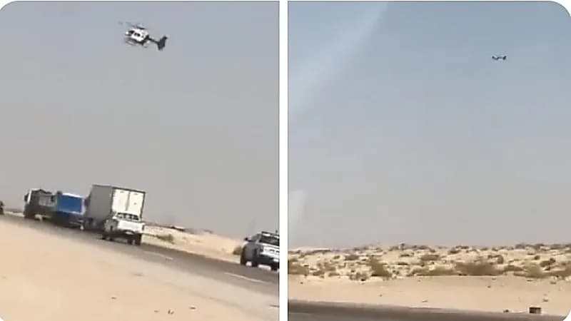 يمني يوثق لحظة وصول الإسعاف الجوي لعلاج صديقه على طريق سريع.. فيديو