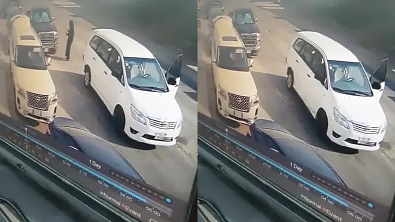 فتاة تصدم سيارة شاب وتمسحها بمنديل.. فيديو