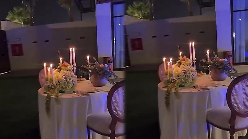 سعيد الزهراني يفاجأ زوجته بجلسة رومانسية على ضي الشموع والعشاء فول!.. فيديو