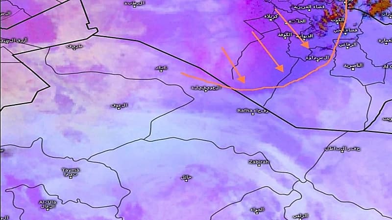 المسند: عاصفة غبارية عراقية المنشأ تتوغل في عدة مناطق بالمملكة