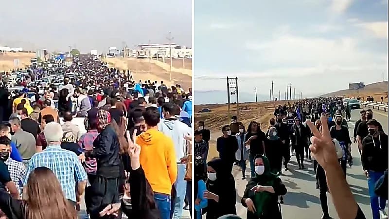 شاهد .. مسيرة ضخمة تتوجه إلى قبر الفتاة مهسا في ذكرى أربعينيتها