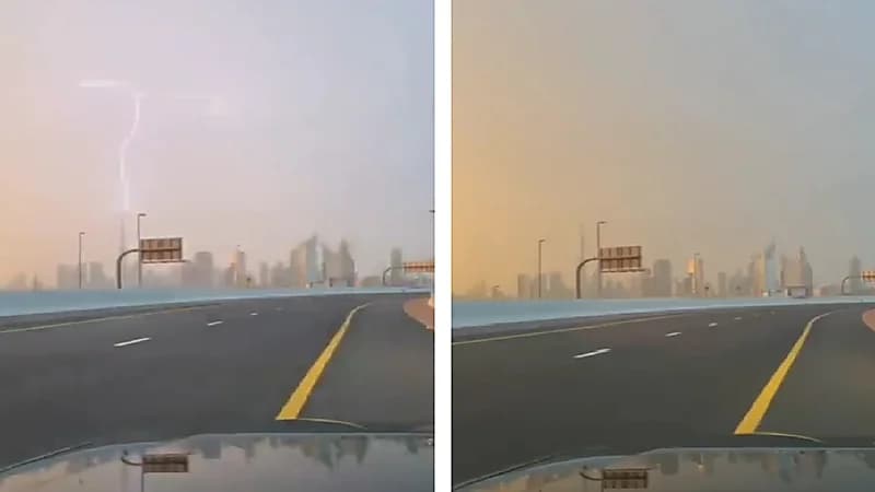 البرق يضرب قمة برج خليفة.. فيديو