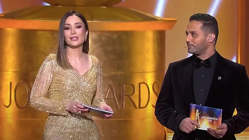 بالفيديو.. وفاء الكيلاني تسقط على الدرج بمسرح حفل Joy Awards