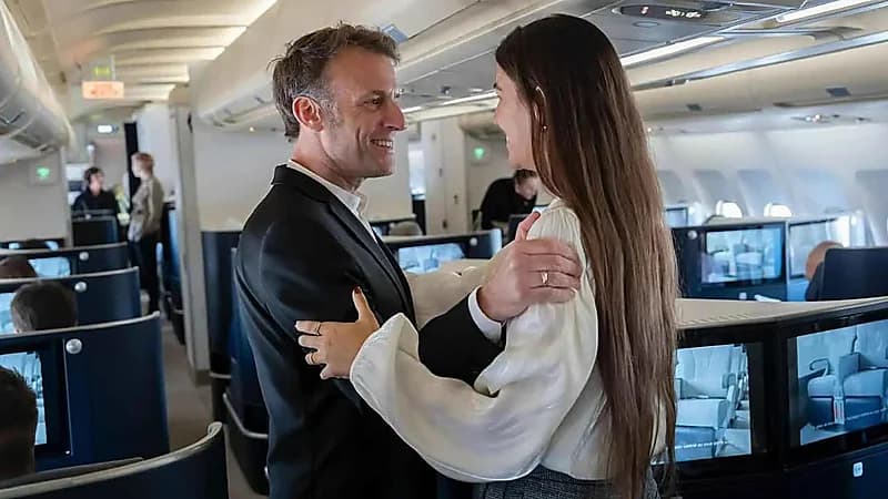 فرح الديباني تثير الجدل بعد ظهورها بجانب ماكرون أثناء زيارته لمصر