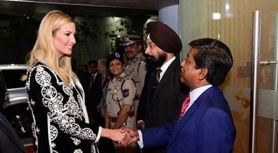 بالصور.. قناة هندية تنتقد إطلالة إيفانكا ترامب: " عروس باربي "