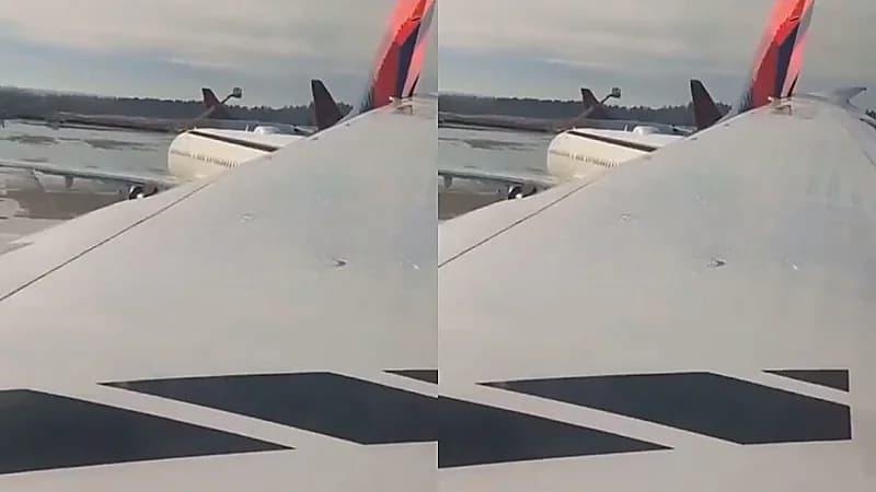 لحظة اصطدام طائرتين يابانية وأمريكية في مطار سياتل الدولي .. فيديو