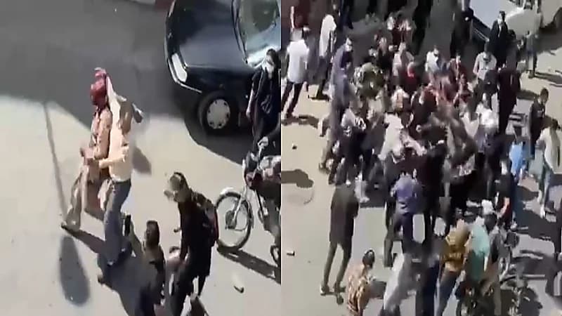 بالفيديو.. لحظة وقوع أحد قادة الباسيج في أيدي الثوار بإيران