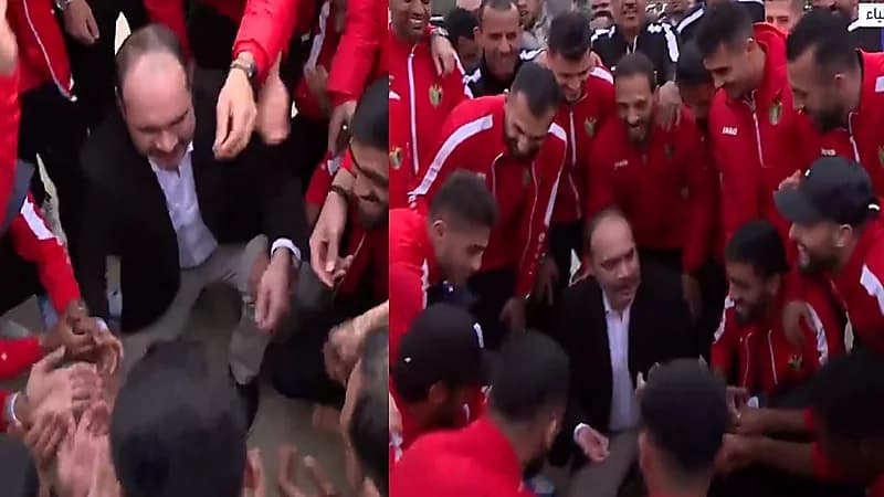 رئيس الاتحاد الأردني يشارك احتفالية المنسف مع اللاعبين .. فيديو
