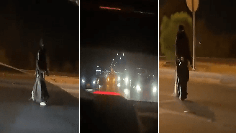 بالفيديو.. فتاة تسير بسكين في طريق عام وتعطل حركة السير