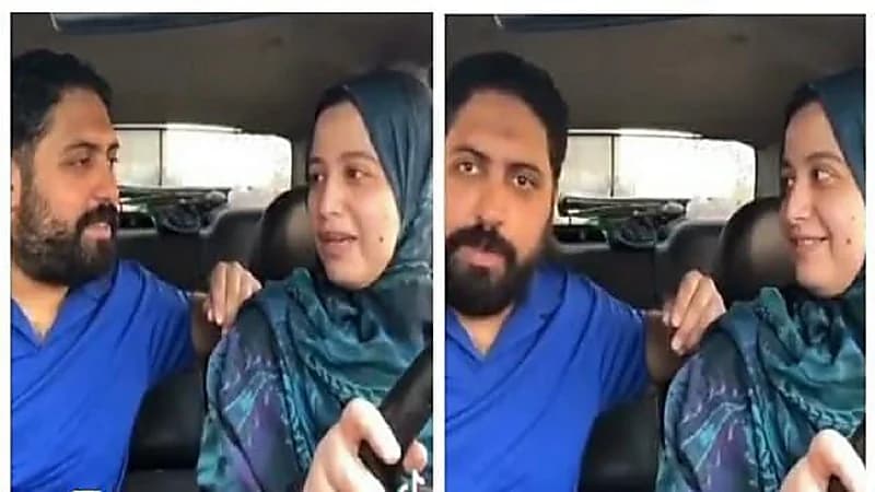 شاهد.. فيديو طريف لشاب يعلم زوجته قيادة السيارة