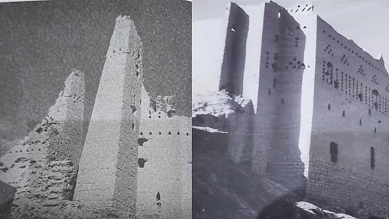 صورة نادرة لجانب من قصر الإمام سعود الكبير في الدرعية