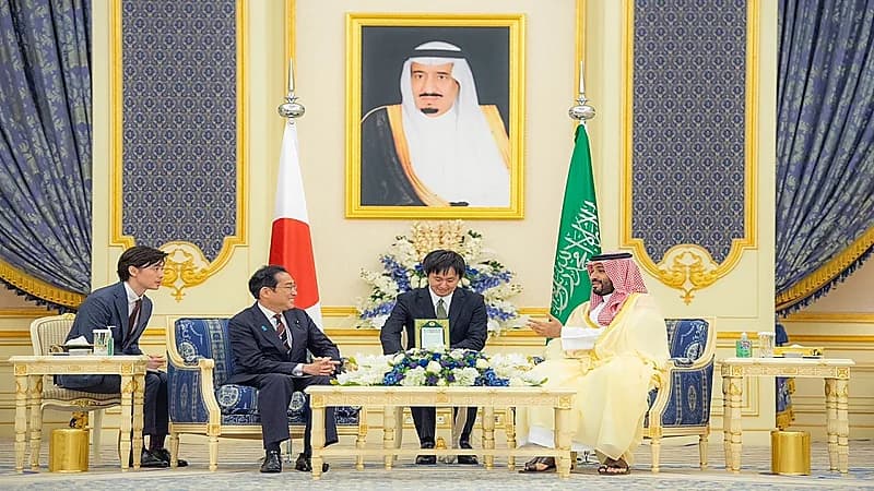 ولي العهد ورئيس وزراء اليابان يعقدان جلسة مباحثات رسمية .. فيديو