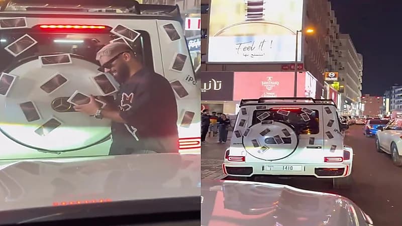 شاب يغطي سيارته بهواتف أيفون 16.. فيديو