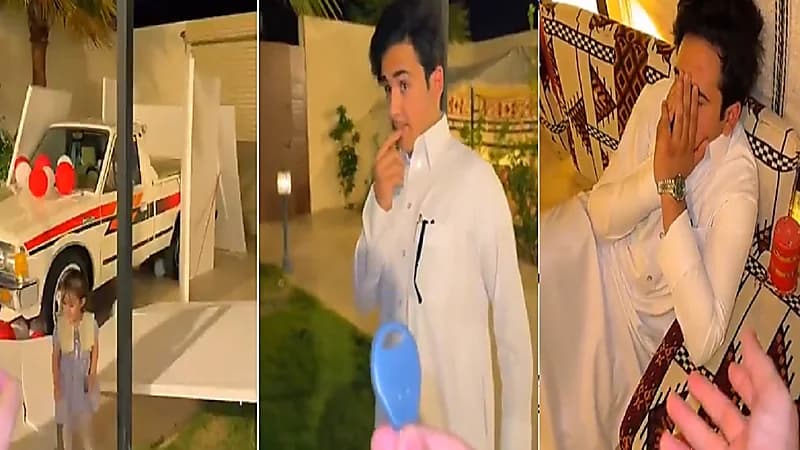 شاب يبكي حزنا بعدما أهداه والده سيارته القديمة .. فيديو