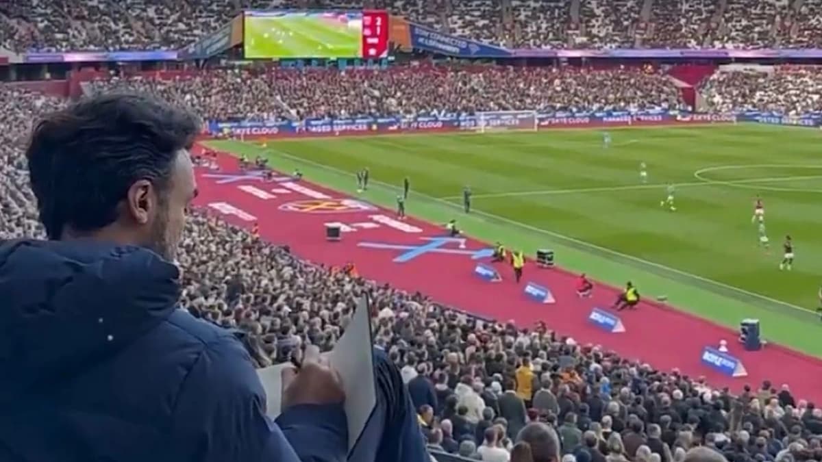 وزير الرياضة يحضر مباراة ويست هام ونيوكاسل .. فيديو