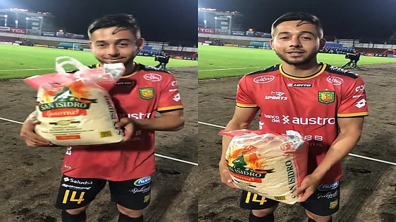 لاعب يحصل على كيس أرز كجائزة رجل المباراة.. فيديو