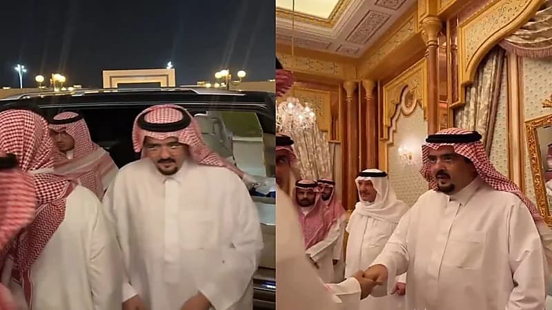 لحظة وصول الأمير عبدالعزيز بن فهد مقر عزاء جدته هيا العساف.. فيديو