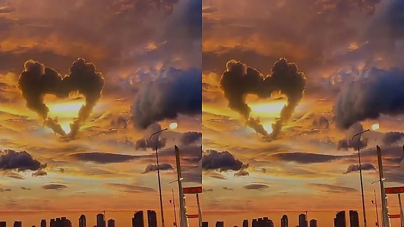 سحابة على شكل قلب تثير إعجاب الجميع .. فيديو