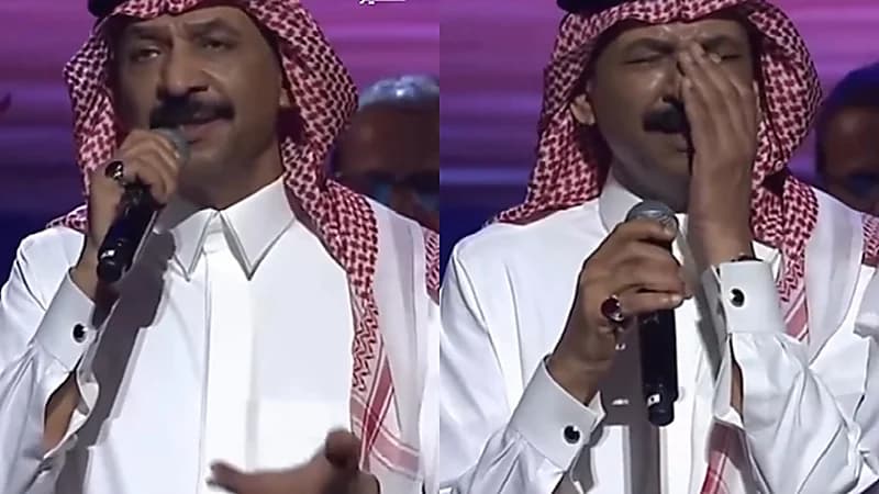 عبادي الجوهر يبكي على المسرح والجمهور يتفاعل .. فيديو