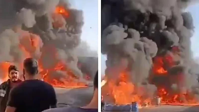 اندلاع حريق ضخم في مصنع للمنتجات النفطية بأصفهان .. فيديو