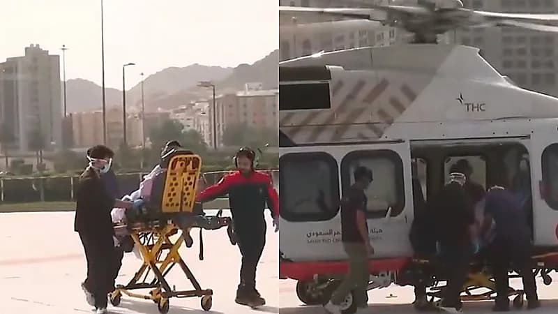 نقل أول حالة إخلاء طبي جوي من المسجد الحرام بعد تدشين المهبط .. فيديو