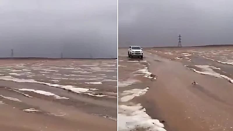 بالفيديو.. مشاهد خلابة في بردية صبحا بعد هطول الأمطار والثلوج