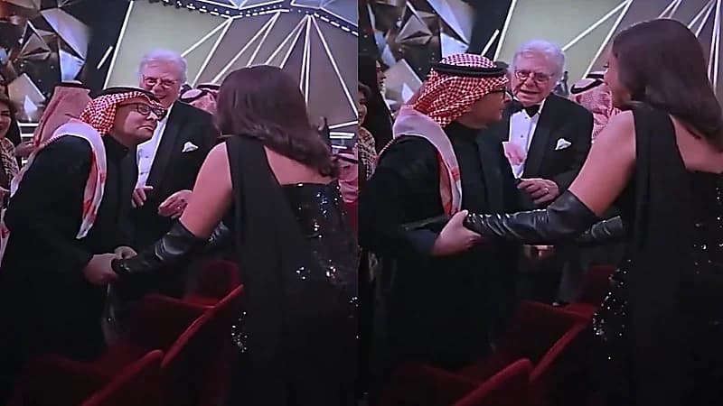 ردة فعل طريفة من حسين فهمي على قبلات عبدالمجيد عبدالله لـ أنغام