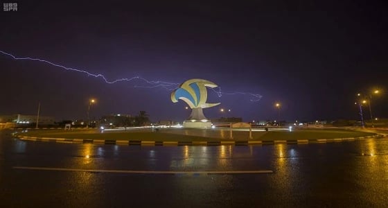 صور.. هطول أمطار متوسطة على الجوف