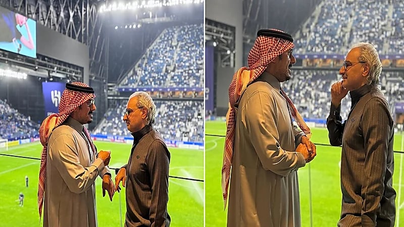 الأمير الوليد بن طلال في حديث جانبي مع الأمير نواف بن سعد .. صور