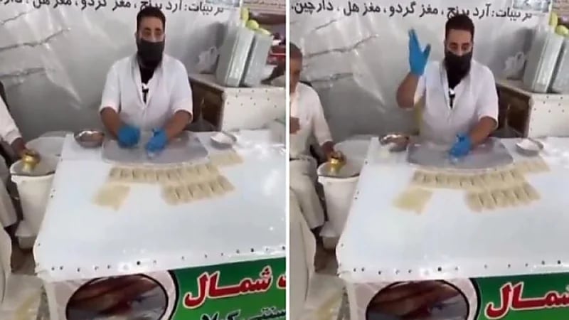 شاهد.. إيراني يطرد امرأة من محل حلويات لسبب غير متوقع 