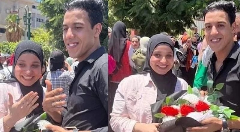 بالدبل والورد.. خطوبة طالبة ثانوية عامة بعد آخر امتحان لها أمام اللجنة