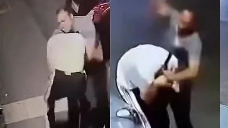 مقطع لضابط يعتدي على عامل بوحشية يثير موجة من الغضب.. فيديو