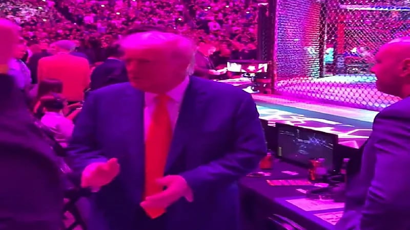 الرئيس الأمريكي ترامب يظهر مستمتعًا خلال حضوره عرض UFC 316 في نيوجيرسي