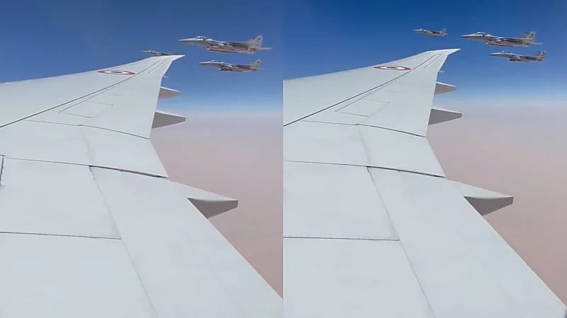 القوات الجوية السعودية ترافق طائرة رئيس الوزراء الهندي عند وصوله المملكة.. فيديو