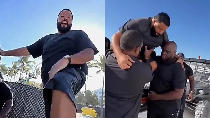 حراس دي جي خالد يحملونه على الأكتاف حتى لا يتسخ حذاؤه .. فيديو