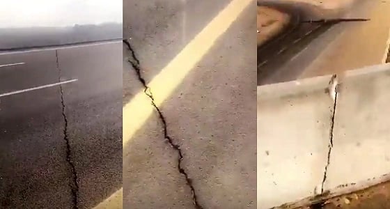 بالفيديو.. شروخ وتشققات بجسر في الجوف