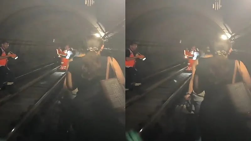 رعب ركاب قطار بعد توقفه فجأة داخل نفق.. فيديو