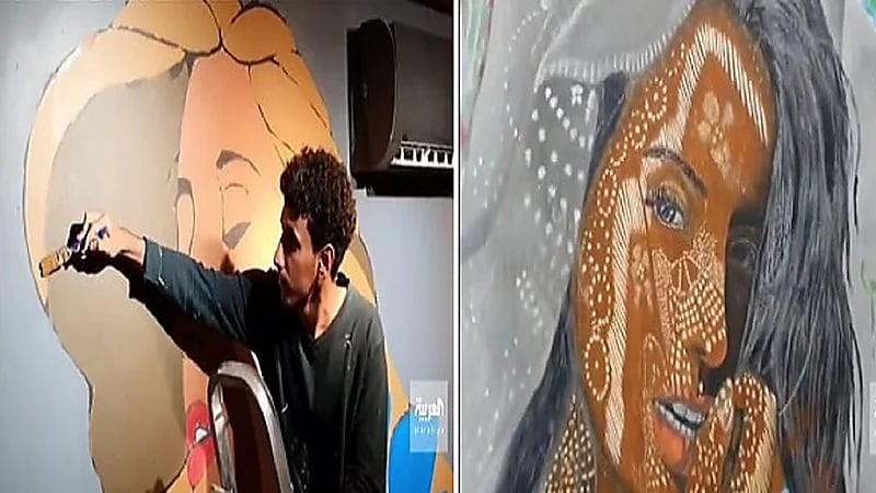 بالفيديو.. مواطن يحول فناء منزله والأحواش المهجورة للوحات فنية