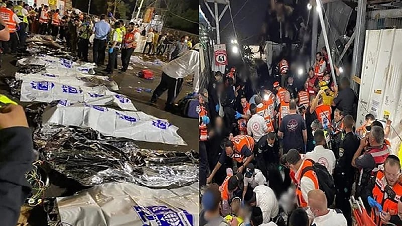 شاهد.. 38 قتيلا وعشرات الجرحى في حادثة انهيار خلال احتفال ديني بإسرائيل
